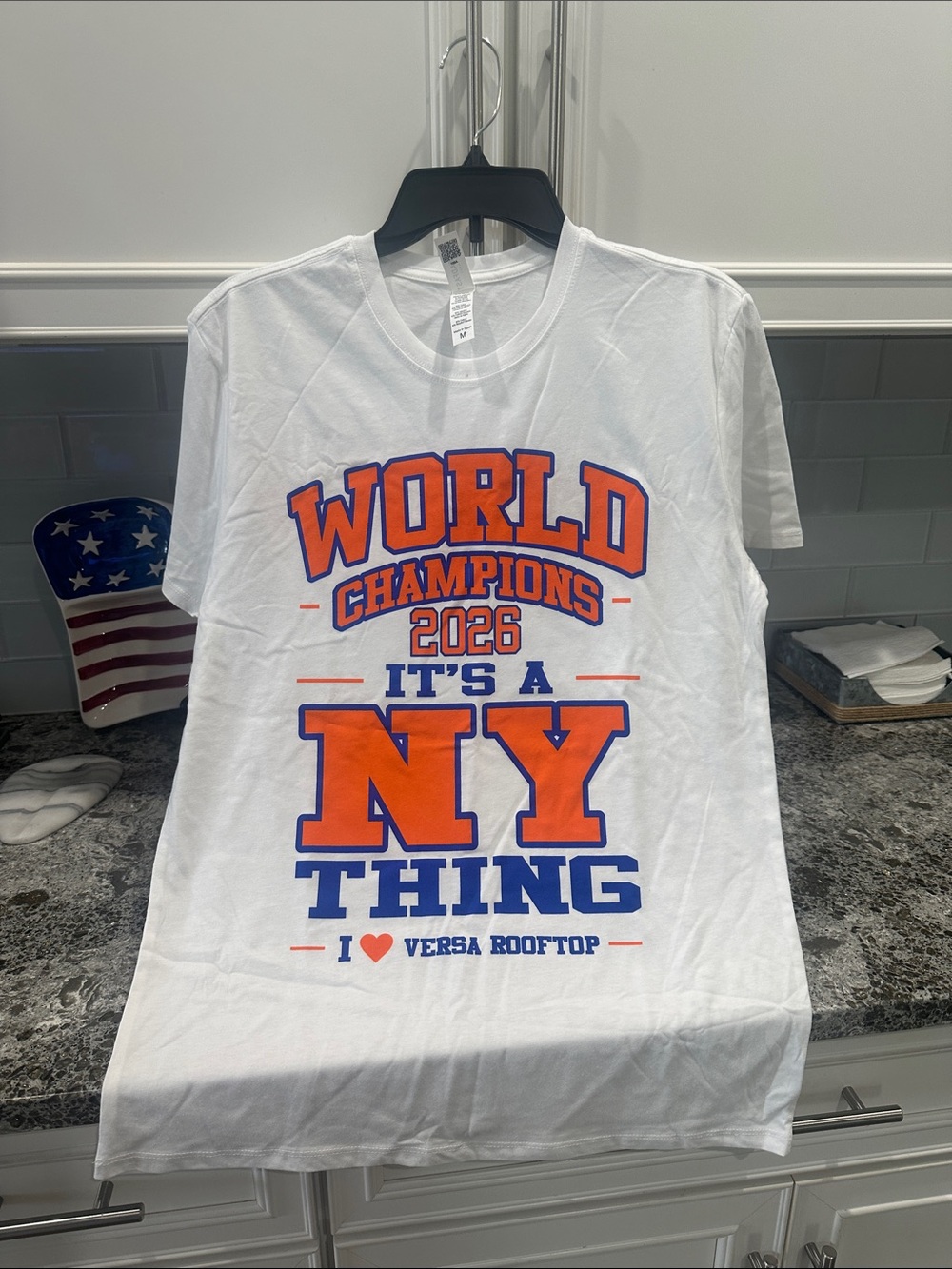NEW NY Thing 2026 KNICKS World Champions Graphic Tee - White with Orange & Blue